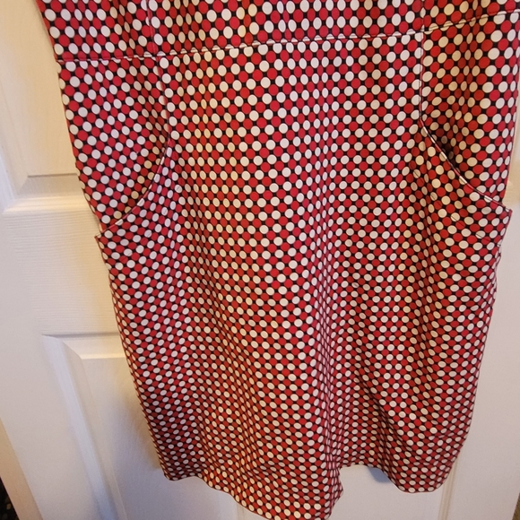 Lands' End midi fitted dress size 16 red and white polka dot - Picture 3 of 14